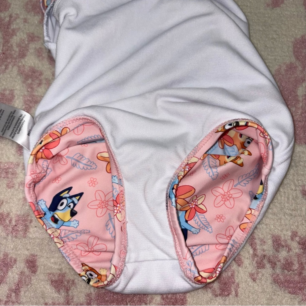 Bluey Blue and Pink Floral One-Piece Swimsuit Baby Girl 12M - Picture 9 of 10